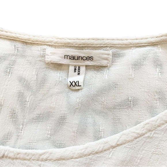 MAURICES | size xxl sheer off white v neck long sleeve with eyelet detail top - Picture 5 of 6